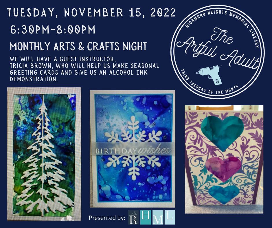 November 15, 6:30pm. Join us to make winter themed greeting cards.